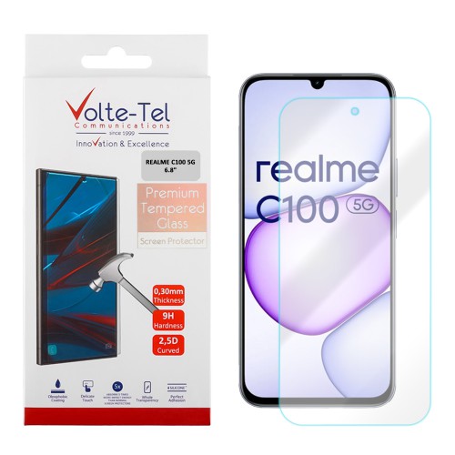 VOLTE-TEL TEMPERED GLASS REALME C100 5G /C100X 5G 6.8in 9H 0.30mm 2.5D FULL GLUE