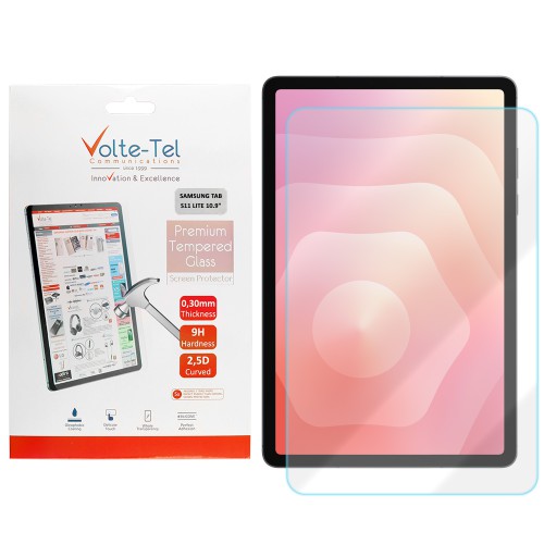 VOLTE-TEL TEMPERED GLASS SAMSUNG TAB S11 LITE 10.9in 9H 0.30mm 2.5D FULL GLUE