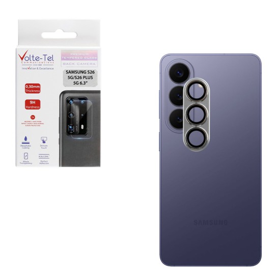 VOLTE-TEL CAMERA GLASS COVER SAMSUNG S26 5G/S26 PLUS 5G 6.3in 9H 0.30MM 3D AR ALUMINIUM-ELECTROPLATING FRAME SILVER