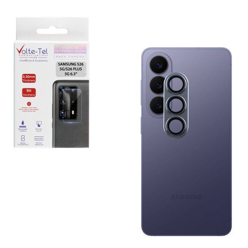 VOLTE-TEL CAMERA GLASS COVER SAMSUNG S26 5G/S26 PLUS 5G 6.3in 9H 0.30MM 3D AR ALUMINIUM-ELECTROPLATING FRAME BLUE