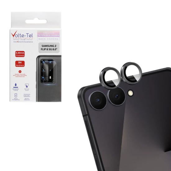 VOLTE-TEL CAMERA GLASS COVER SAMSUNG Z FLIP 8 5G 6.9in 9H 0.33MM PREMIUM EASY APPLICATION BLACK