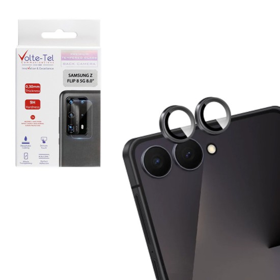 VOLTE-TEL CAMERA GLASS COVER SAMSUNG Z FLIP 8 5G 8.0in 9H 0.33MM EASY APPLICATION BLACK