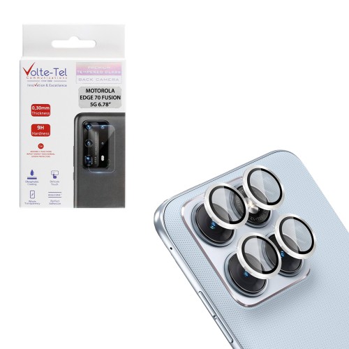 VOLTE-TEL CAMERA GLASS COVER MOTOROLA EDGE 70 FUSION 5G 6.78in 9H 0.33MM EASY APPLICATION SILVER