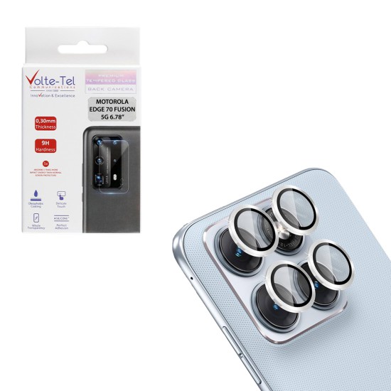 VOLTE-TEL CAMERA GLASS COVER MOTOROLA EDGE 70 FUSION 5G 6.78in 9H 0.33MM EASY APPLICATION SILVER