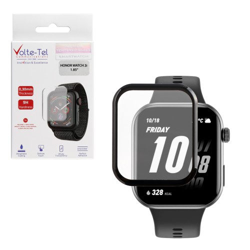 VOLTE-TEL PLEXI TEMPERED GLASS HONOR WATCH 2i 45mm 3D EDGE 1.85in 0.30mm FULL GLUE FULL COVER BLACK