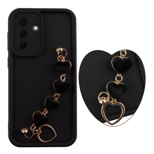 VOLTE-TEL SILICON TPU WITH STRAP ΘΗΚΗ SAMSUNG A37 5G A376 6.7in  FULL CAMERA PROTECTION BLACK WITH BLACK HEARTS
