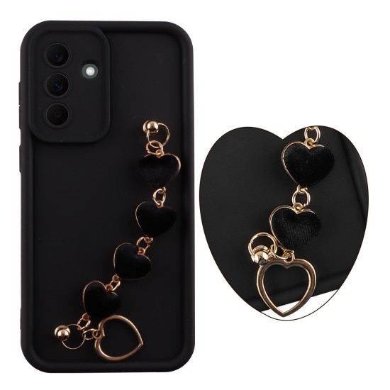 VOLTE-TEL SILICON TPU WITH STRAP ΘΗΚΗ SAMSUNG A57 5G A576 6.7in  FULL CAMERA PROTECTION BLACK WITH BLACK HEARTS