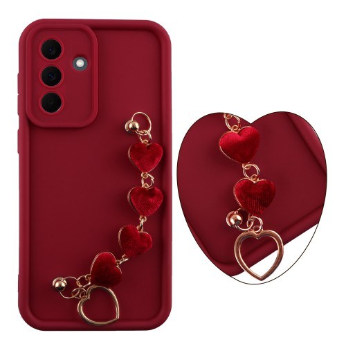 VOLTE-TEL SILICON TPU WITH STRAP ΘΗΚΗ SAMSUNG A57 5G A576 6.7in  FULL CAMERA PROTECTION BURGUNDY WITH RED HEARTS