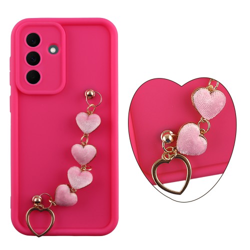 VOLTE-TEL SILICON TPU WITH STRAP ΘΗΚΗ SAMSUNG A57 5G A576 6.7in  FULL CAMERA PROTECTION PINK WITH PINK HEARTS