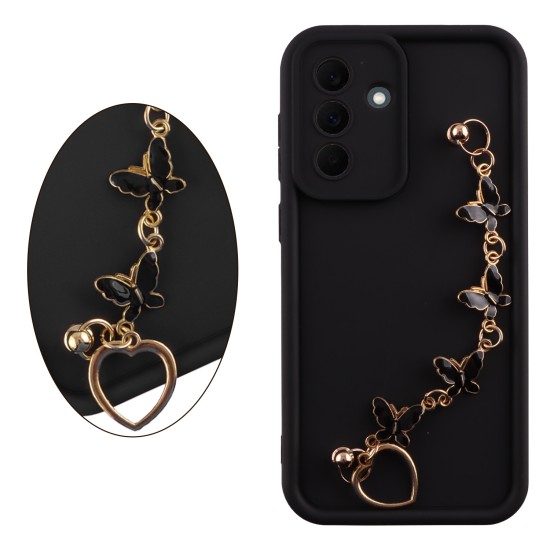 VOLTE-TEL SILICON TPU WITH STRAP ΘΗΚΗ SAMSUNG A37 5G A376 6.7in  FULL CAMERA PROTECTION BLACK WITH BLACK BUTTERFLIES