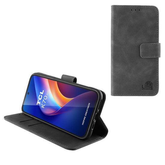 LIME ESSENTIAL ΘΗΚΗ TCL K70 4G 6.75in MAGNET BOOK STAND CLIP GREY