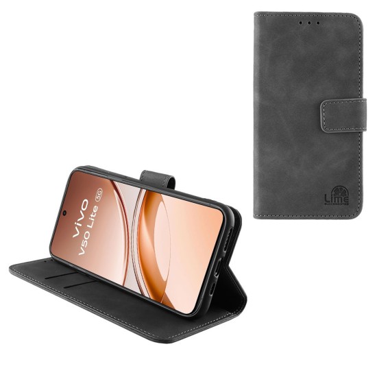 LIME ESSENTIAL ΘΗΚΗ VIVO V50 LITE 5G 6.77in MAGNET BOOK STAND CLIP GREY