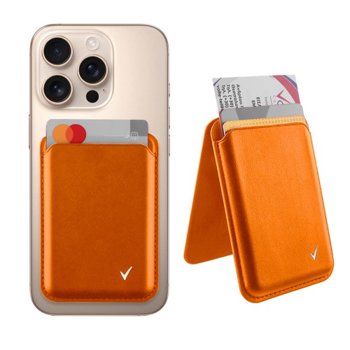 VOLTE-TEL ΘΗΚΗ ΚΑΡΤΩΝ MAGSAFE MAGNETIC ANTI-RF ME STAND LEATHER ORANGE