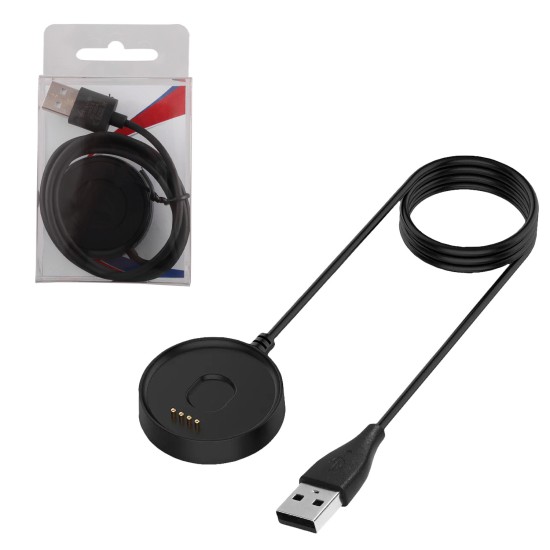 VOLTE-TEL ΕΝΣΥΡΜΑΤΟ ΚΑΛΩΔΙΟ ΦΟΡΤΙΣΗΣ USB-A ΓΙΑ TICWATCH C2 VT858 1m BLACK