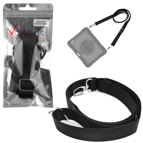 VOLTE-TEL NECK STRAP - ΛΟΥΡΑΚΙ ΛΑΙΜΟΥ UNIVERSAL ΓΙΑ RUGGED TPU ΘΗΚΕΣ TABLET BLACK