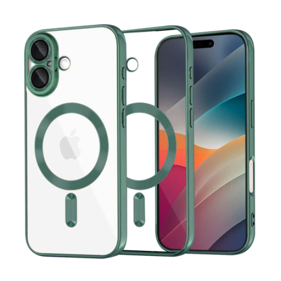 Clear Case with Green MagSafe for iPhone 17
