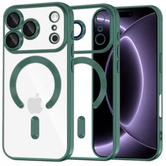 Clear Case with Green MagSafe for iPhone 17 Pro Max