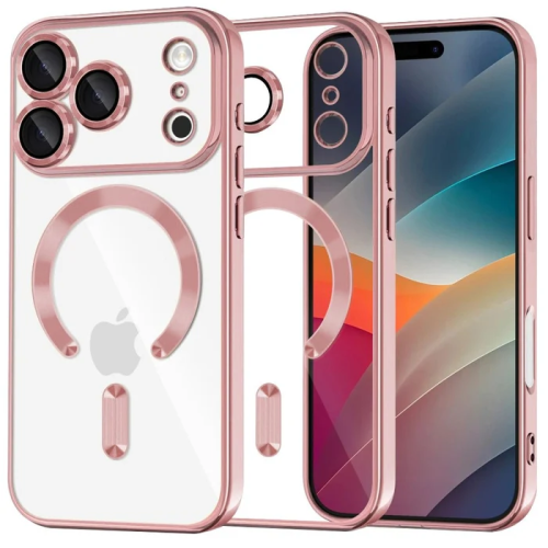 Clear Case with Rose Gold MagSafe for iPhone 17 Pro/ 18 Pro