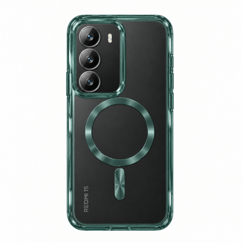K. Clear Case with Green MagSafe for Xiaomi Redmi 15 4G/5G