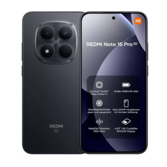 Xiaomi Redmi Note 15 Pro 8GB Ram 256GB NFC Black 5G- EU