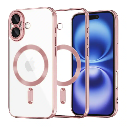 Clear Case with Pink MagSafe for iPhone 16