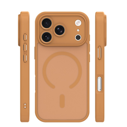 Brown Case with Frame and MagSafe for iPhone 17 Pro