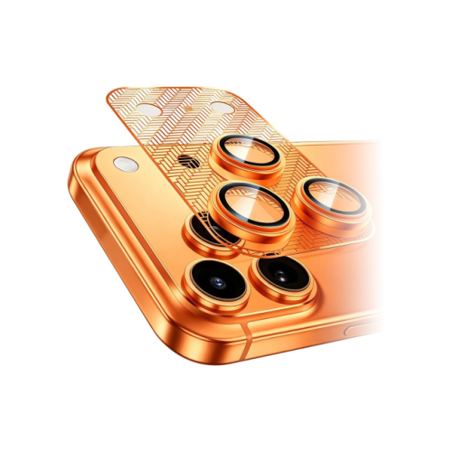 MLK+ Orange Camera Protector Tempered Glass with Frame for iPhone 17 Pro Max