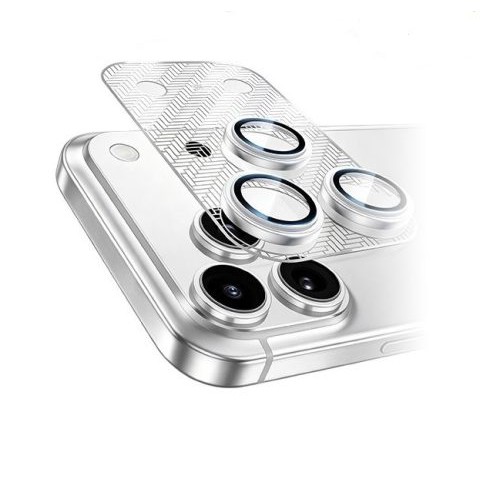 MLK+ Silver Camera Protector Tempered Glass with Frame for iPhone 17 Pro Max