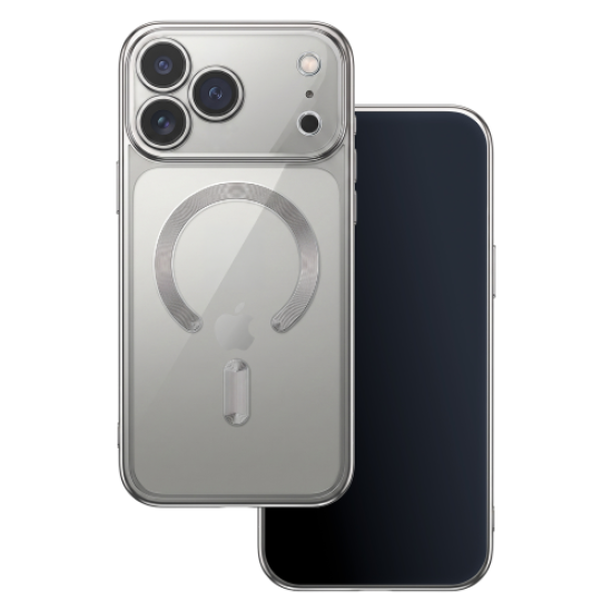 Clear Silver Case with MagSafe and Camera Protection for iPHONE 17 Pro Max/ 18 Pro Max