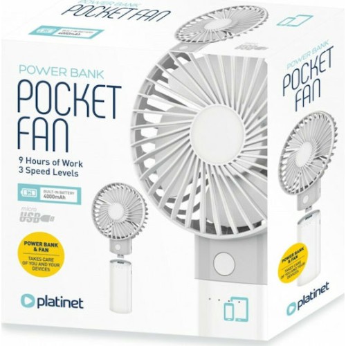 Platinet Ανεμιστηράκι USB Επαναφορτιζόμενο 4000mAh Λευκό