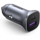 Ugreen Φορτιστής Αυτοκινήτου 30W 3A Γρήγορης Φόρτισης με Θύρες: 2xUSB Γκρι Χρώμα