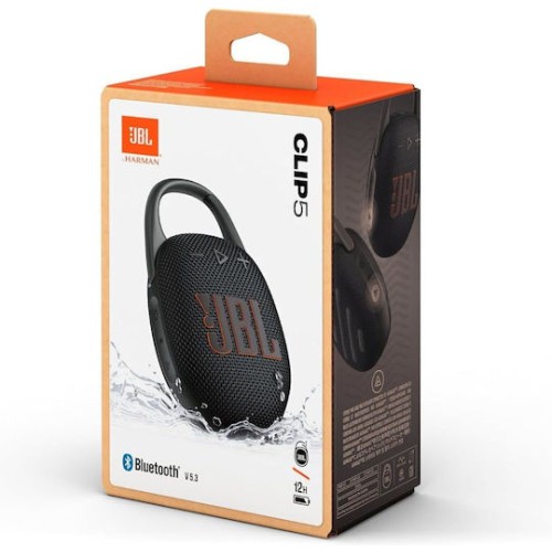 JBL Clip 5 Αδιάβροχο Ηχείο Bluetooth 7W με Διάρκεια Μπαταρίας έως 12 ώρες Μαύρο