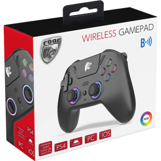 Roar Ασύρματο Gamepad για Android / PC / PS4 / Switch / iOS Μαύρο