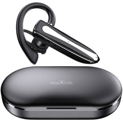 Maxlife Bluetooth Handsfree Ακουστικό με Θήκη Φόρτισης Μαύρο