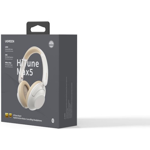 Ugreen HiTune Max5 Ασύρματα / Ενσύρματα Over Ear Ακουστικά με 90 ώρες Λειτουργίας και Quick Charge Λευκά
