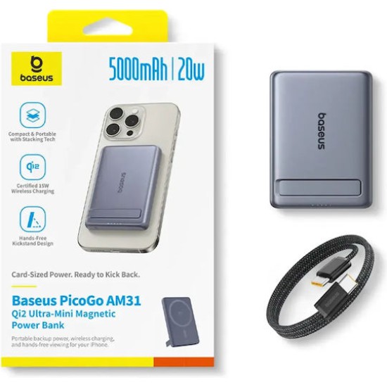 Baseus PicoGo MagSafe Power Bank 5000mAh 20W Γκρι