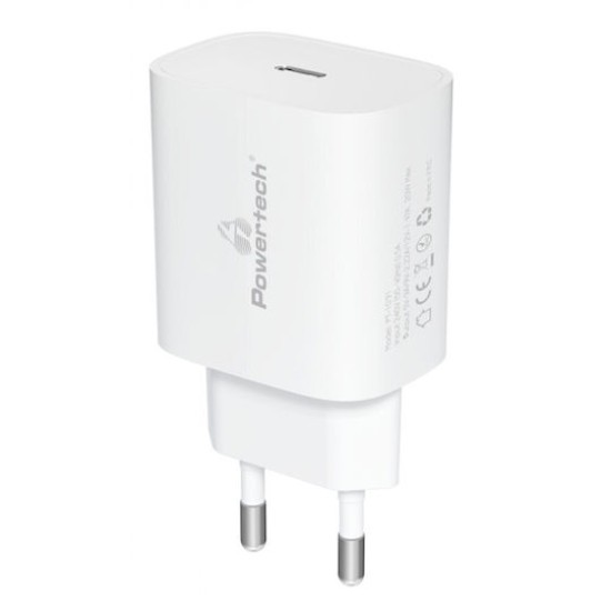 Powertech Φορτιστής Χωρίς Καλώδιο με Θύρα USB-C 20W Power Delivery Λευκός